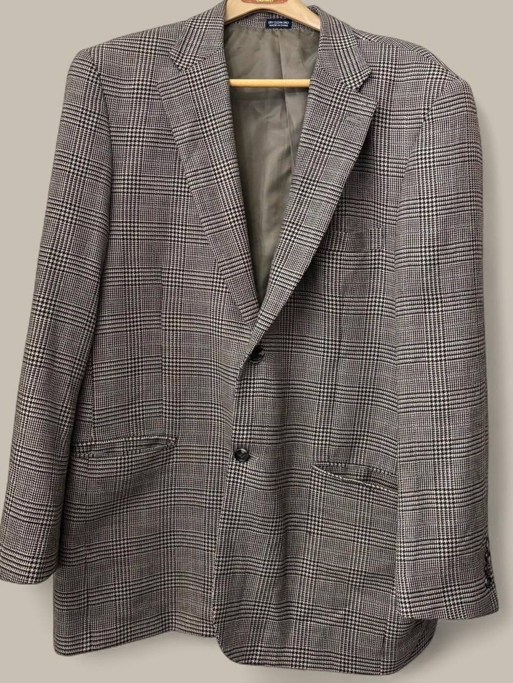 Vintage houndstooth wool blend blazer